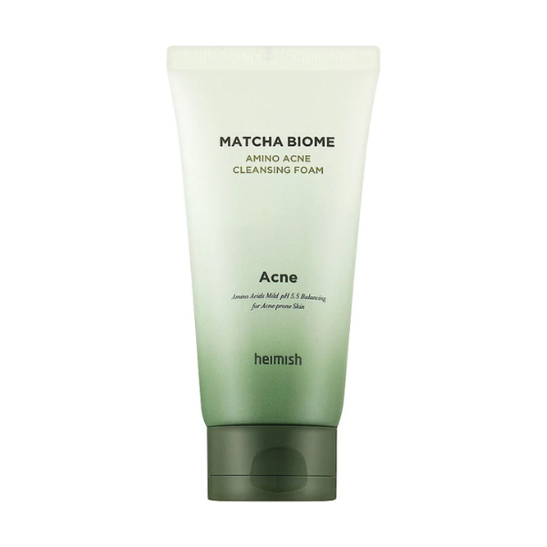 Espuma de limpeza com matcha e aminoácidos para pele acneica. Remove impurezas, controla oleosidade e equilibra a microbiota. Limpeza profunda sem ressecar. Heimish.